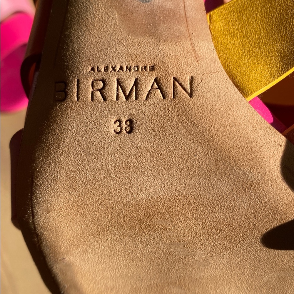 Alexandre Birman Aila 85MM Leather Strappy Mules Size 38 Pink, Orange Yellow - Picture 10 of 10